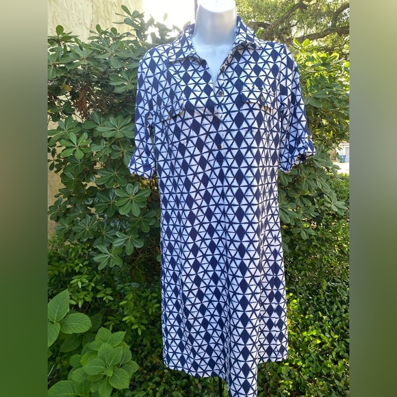 J McLaughlin Navy Blue Geometric Women’s Dress - Picture 3 of 10